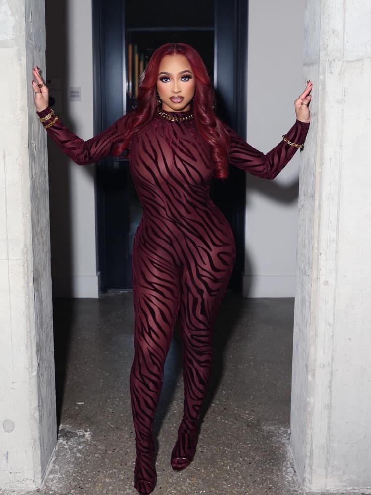 Burgundy Catsuit - Naked Wardrobe - Image 1