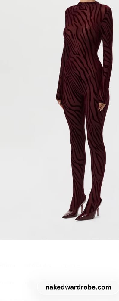 Burgundy Catsuit - Naked Wardrobe - Image 3
