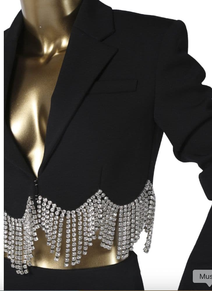Area Crystal-embellished Cropped Blazer & Skirt Set - Image 4