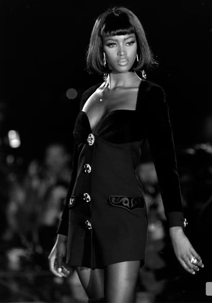 Vintage Gianni Versace Velvet Bodice Dress With Detailed Buttons - Image 5