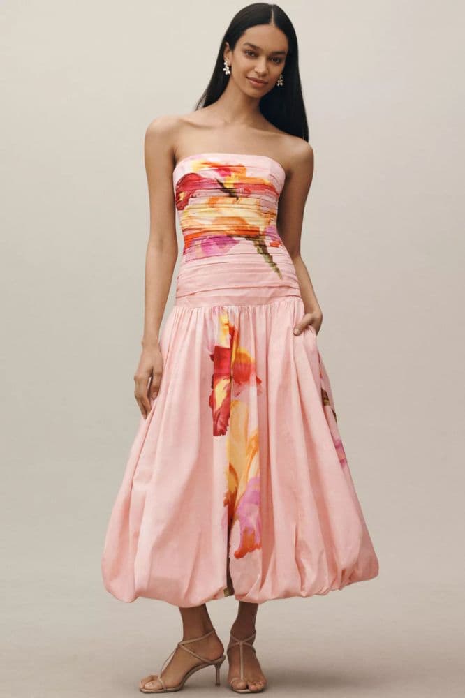 NICHOLAS 'Despina' Strapless Midi Dress - Image 1