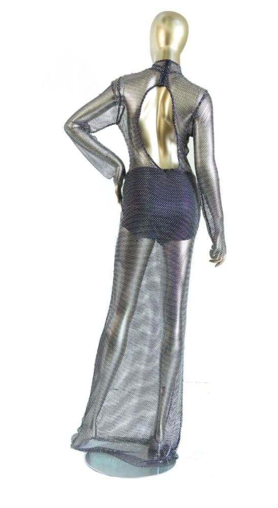 David Koma Long Crystal Mesh Dress - Image 2