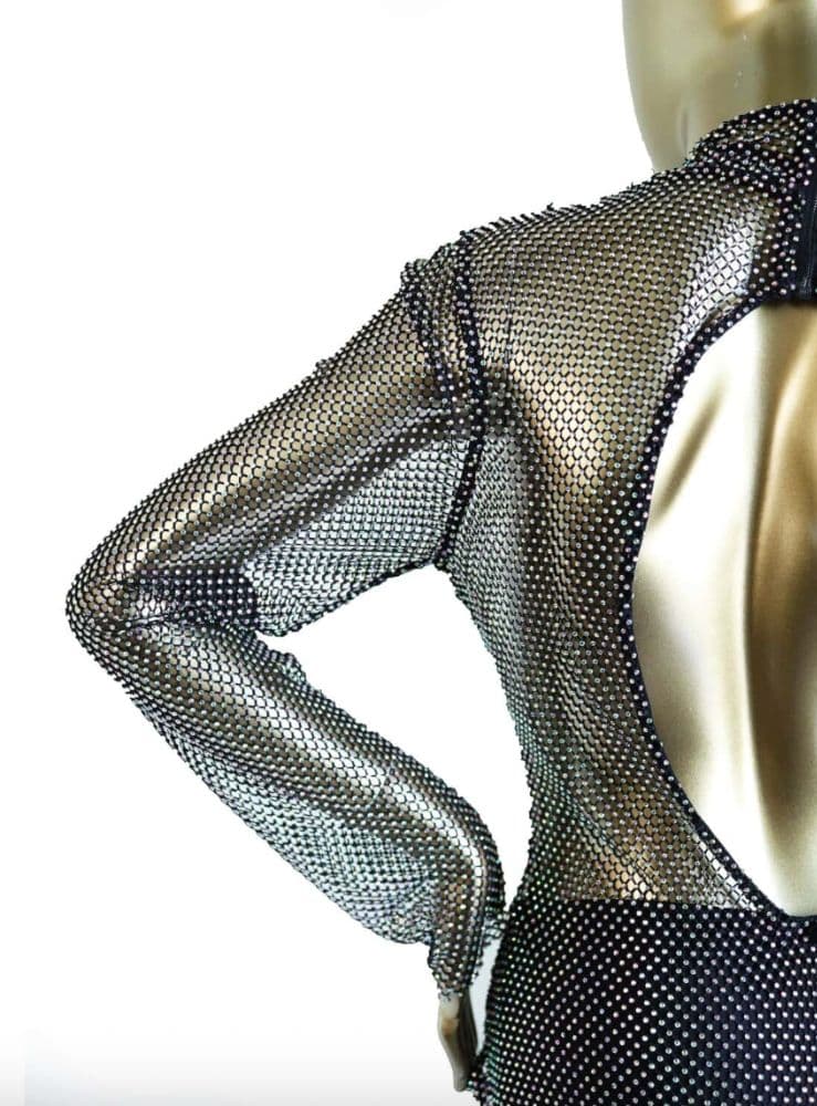 David Koma Long Crystal Mesh Dress - Image 4