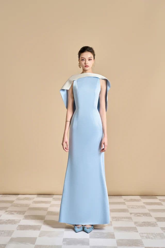 [Never Worn] Cult Mia Blue Satin Evening Gown - Image 1