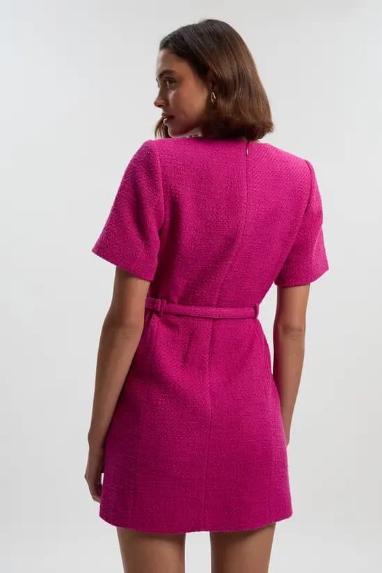 Karen Millen Textured Tweed Belted Tailored Mini Dress - Image 2