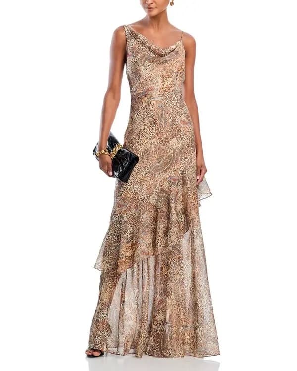 L'AGENCE  Viola Cowl Neck Silk Gown - Image 1
