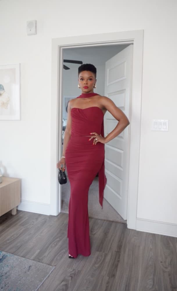 Lulus Elvena Wine Red Strapless Two-Piece Maxi Dress - Image 1