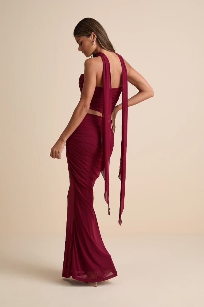 Lulus Elvena Wine Red Strapless Two-Piece Maxi Dress - Image 2