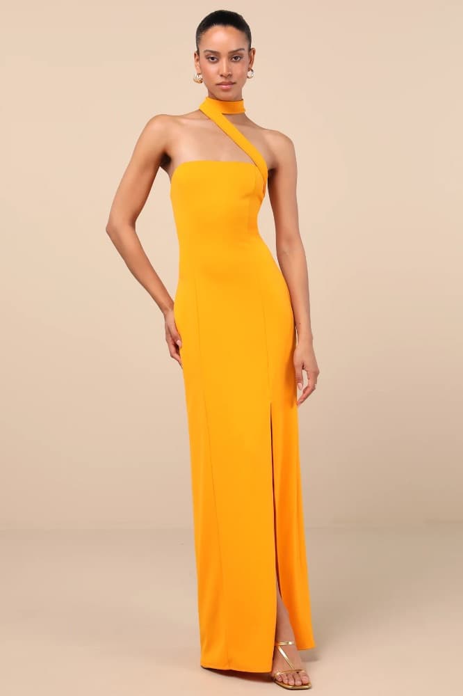Lulus Seraphina Asymmetrical Column Maxi Dress - Image 1