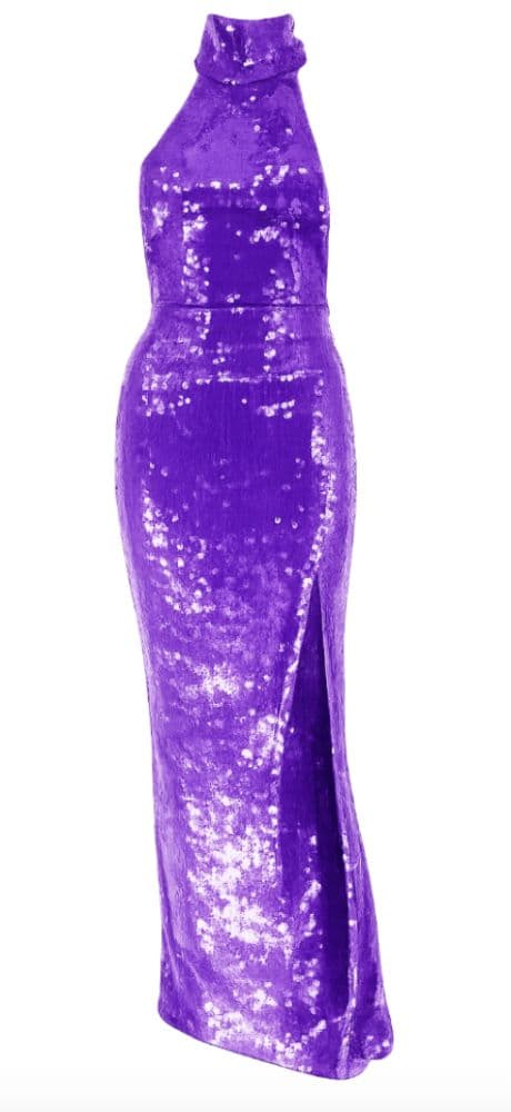 Laquan Smith Purple Sequin Halterneck Gown - Image 3