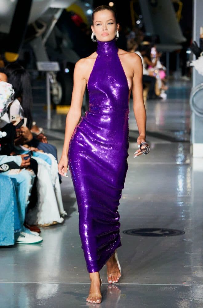 Laquan Smith Purple Sequin Halterneck Gown - Image 4
