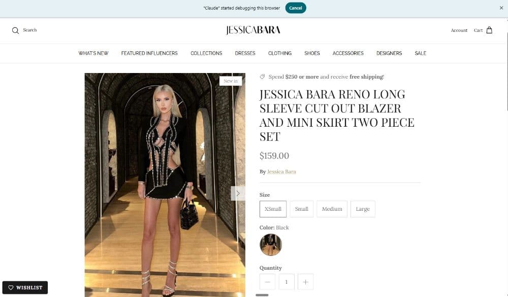 Jessica Bara Reno Long Sleeve Cut Out Blazer and Mini Skirt Two Piece Set - Image 1