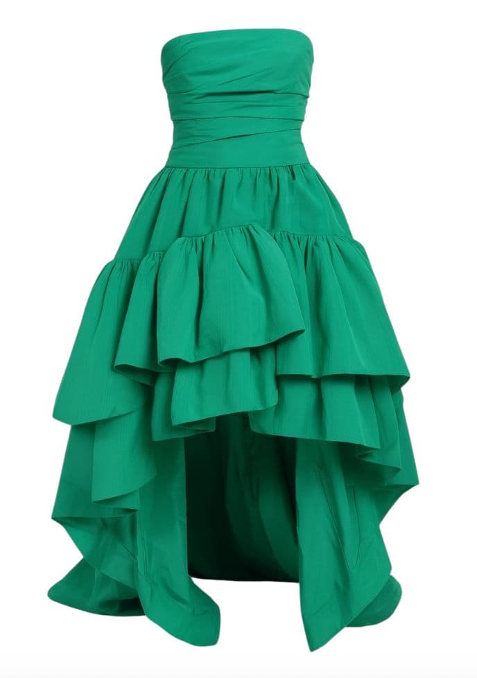 Oscar De La Renta High Low Strapless Ruffled Gown With Corset Inside - Image 1