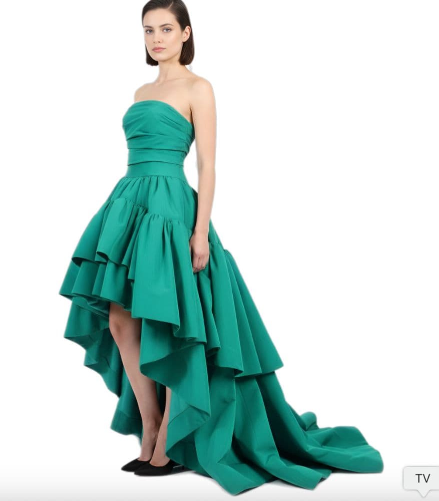 Oscar De La Renta High Low Strapless Ruffled Gown With Corset Inside - Image 5