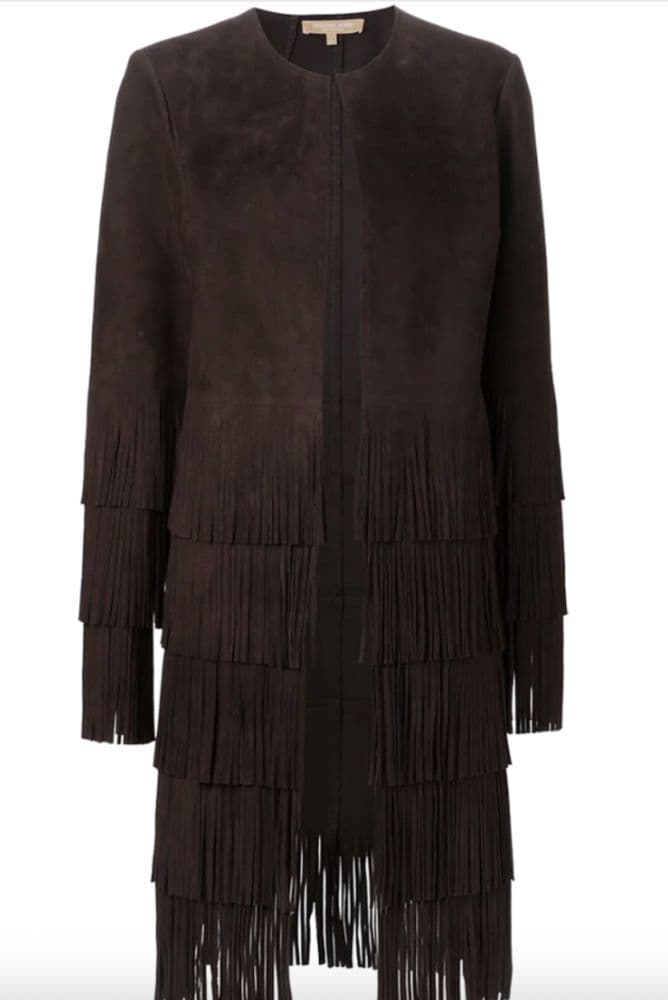 Michael Kors Brown Suede Fringe 3/4 Jacket - Image 2