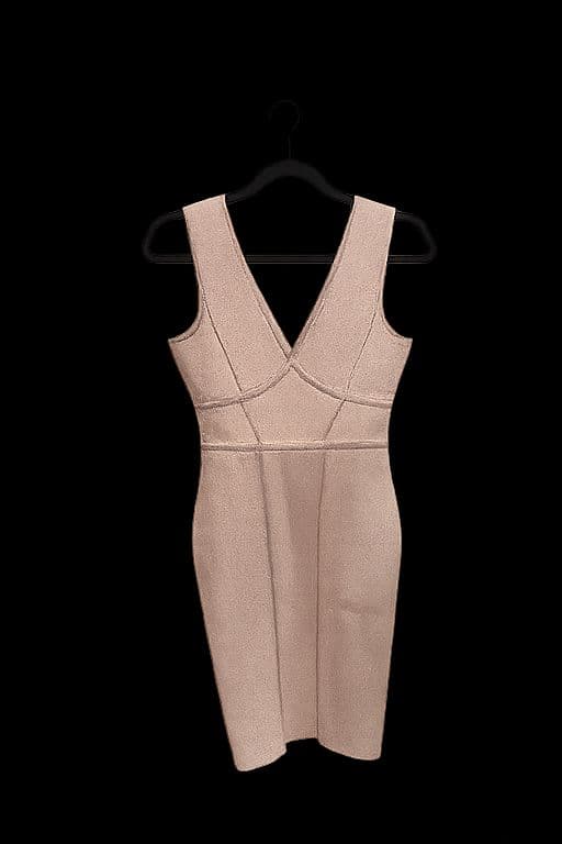 BCBGMaxazria Form Fitting Gold Shimmer Dress - Image 2