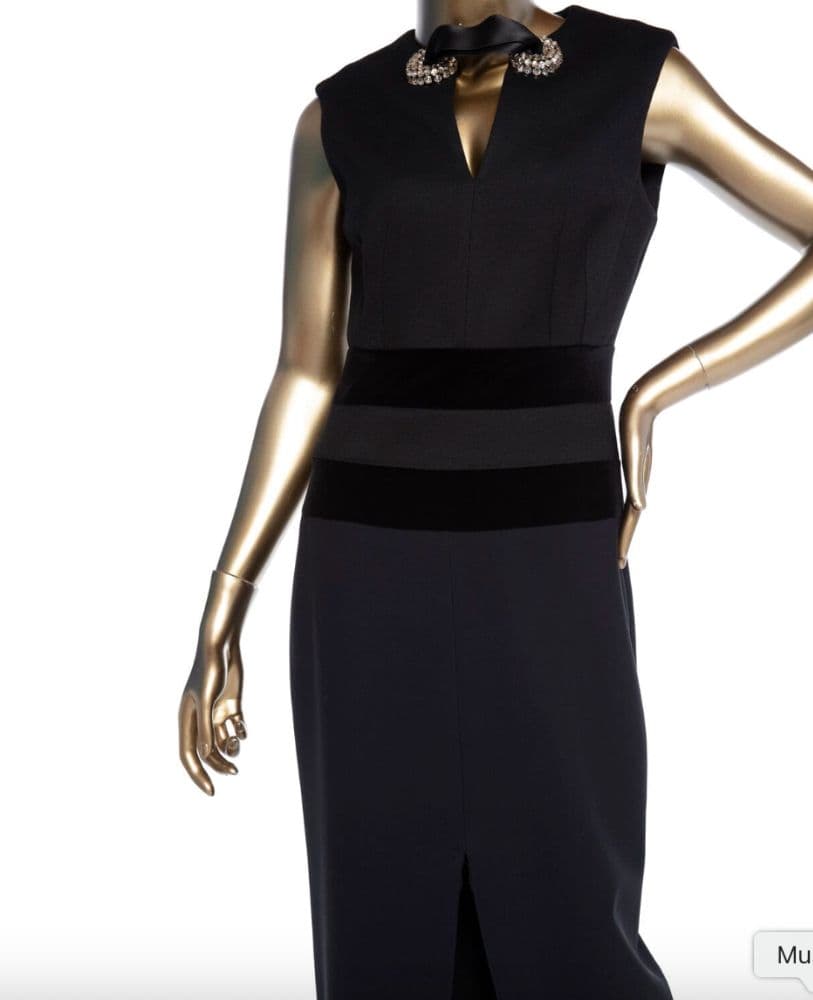 Alexander Mcqueen Wool Embellished Collar Evening Dress - Image 4