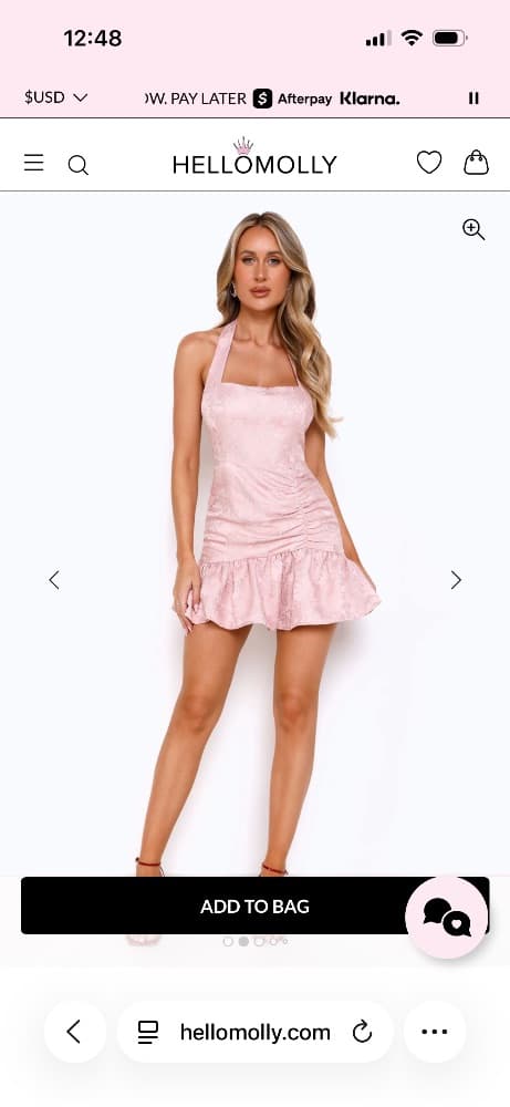 VINTAGE VINE HALTER MINI DRESS PINK - Image 1