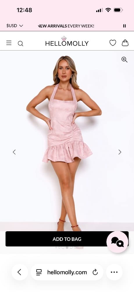 VINTAGE VINE HALTER MINI DRESS PINK - Image 2