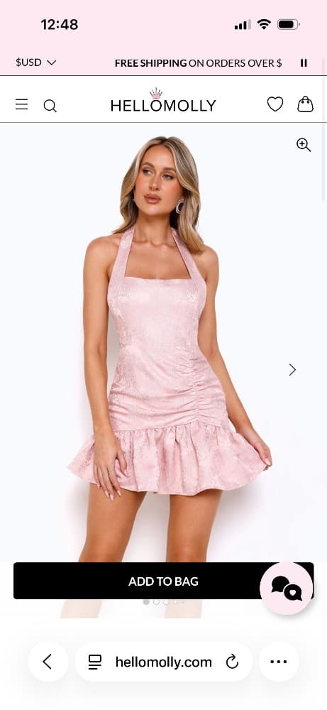 VINTAGE VINE HALTER MINI DRESS PINK - Image 4