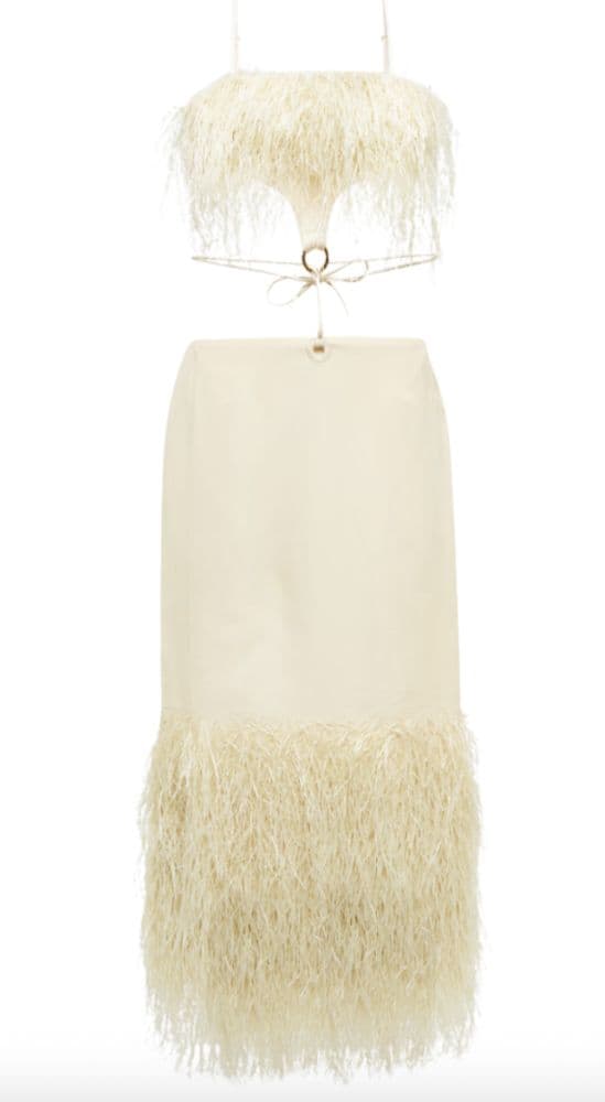 Jacquemus La Robe Raphia Fringed Midi Dress - Image 1