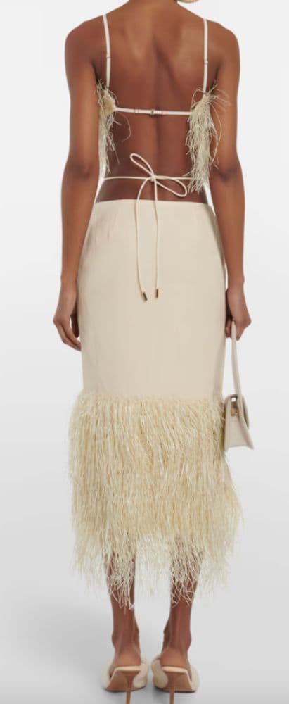 Jacquemus La Robe Raphia Fringed Midi Dress - Image 3