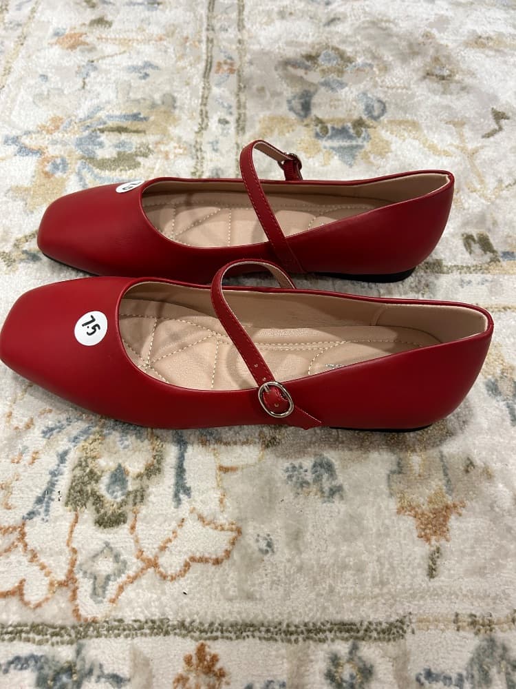 Athmile Red Mary Jane Flats - Image 2