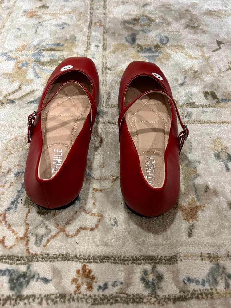Athmile Red Mary Jane Flats - Image 3