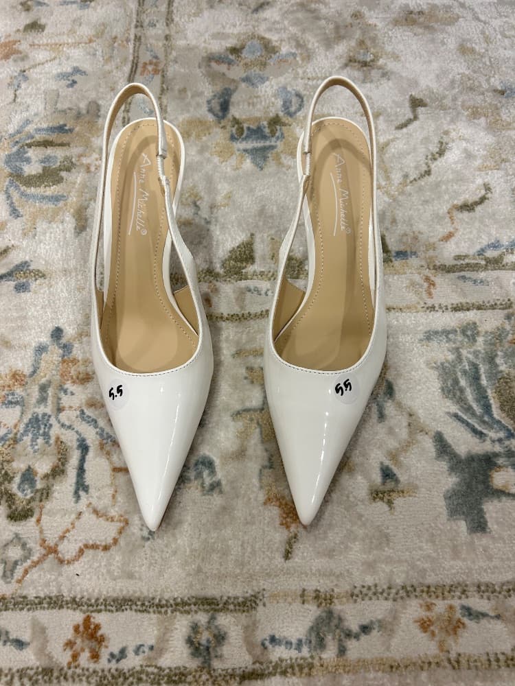Anne Michelle White Slingback Pumps - Image 1