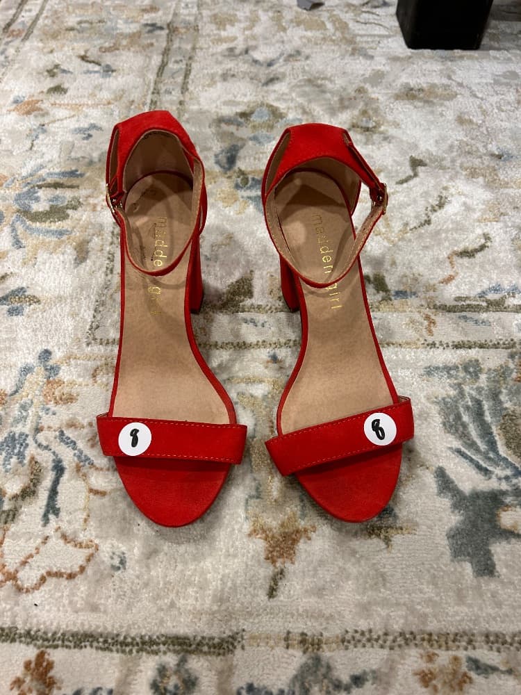 Madden Girl Classic Red Block Heels - Image 1