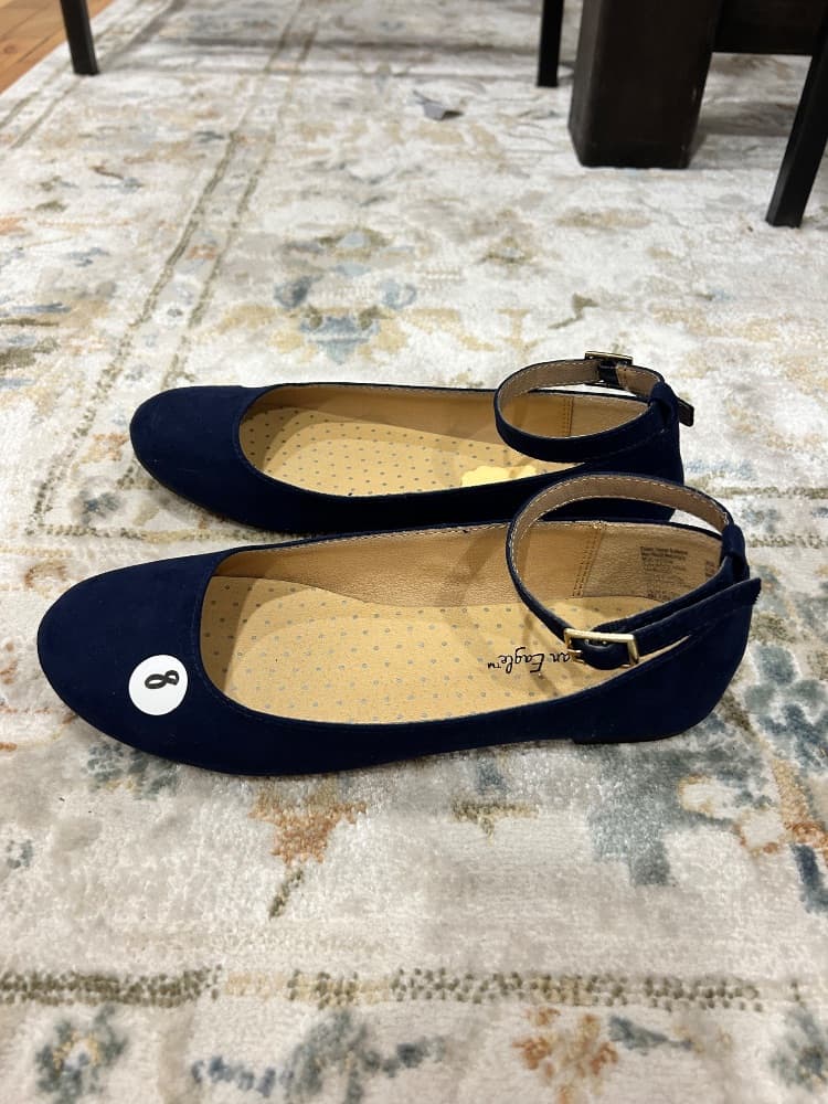 Navy Blue Classic Mary Jane Flats - Image 2