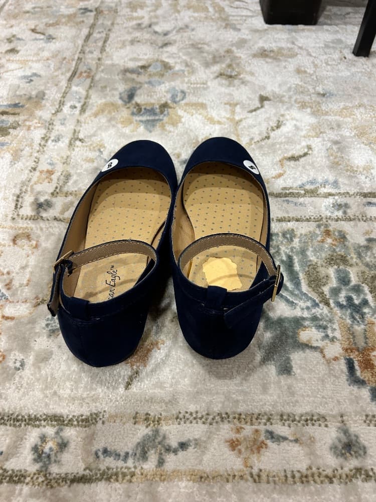 Navy Blue Classic Mary Jane Flats - Image 3