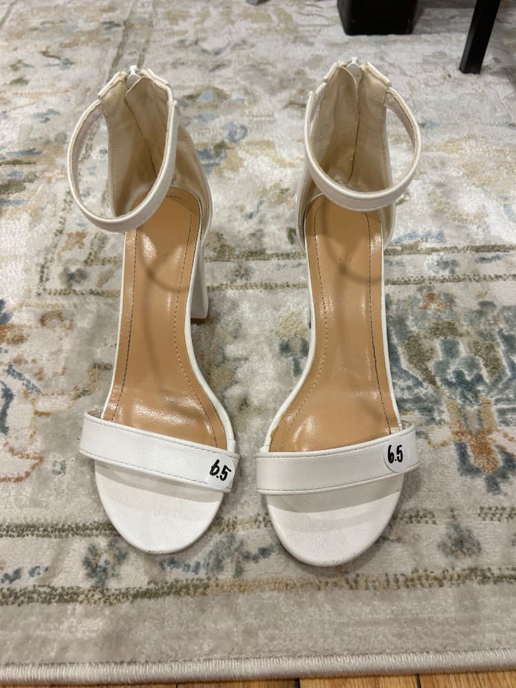 Classic White Ankle Strap Heels - Image 1