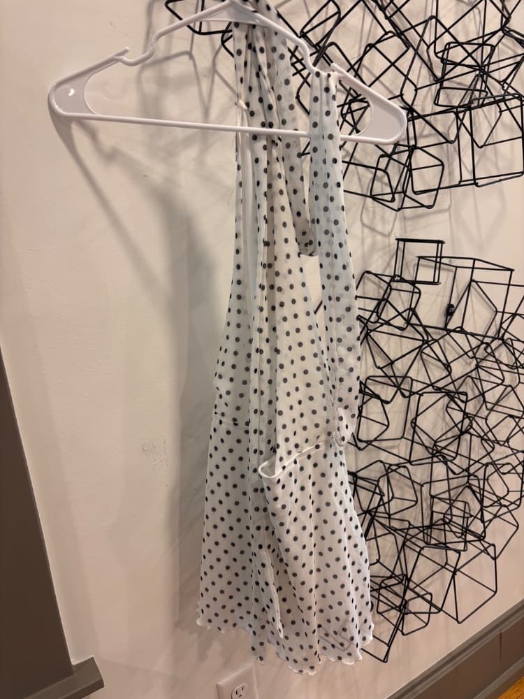 Black and White Polka Dot Backless Halter Dress - Image 2