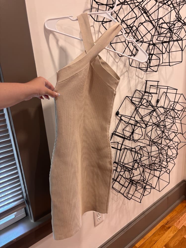 Bodycon Nude Halter Dress - Image 2