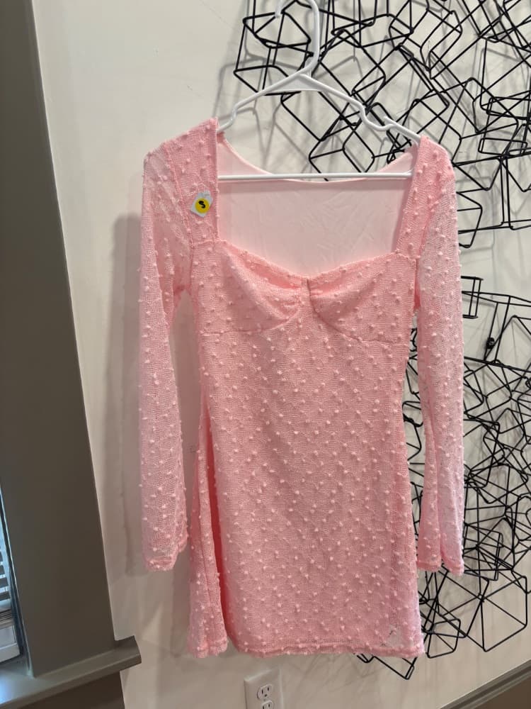 Ballet Pink Beaded Mini Dress - Image 1