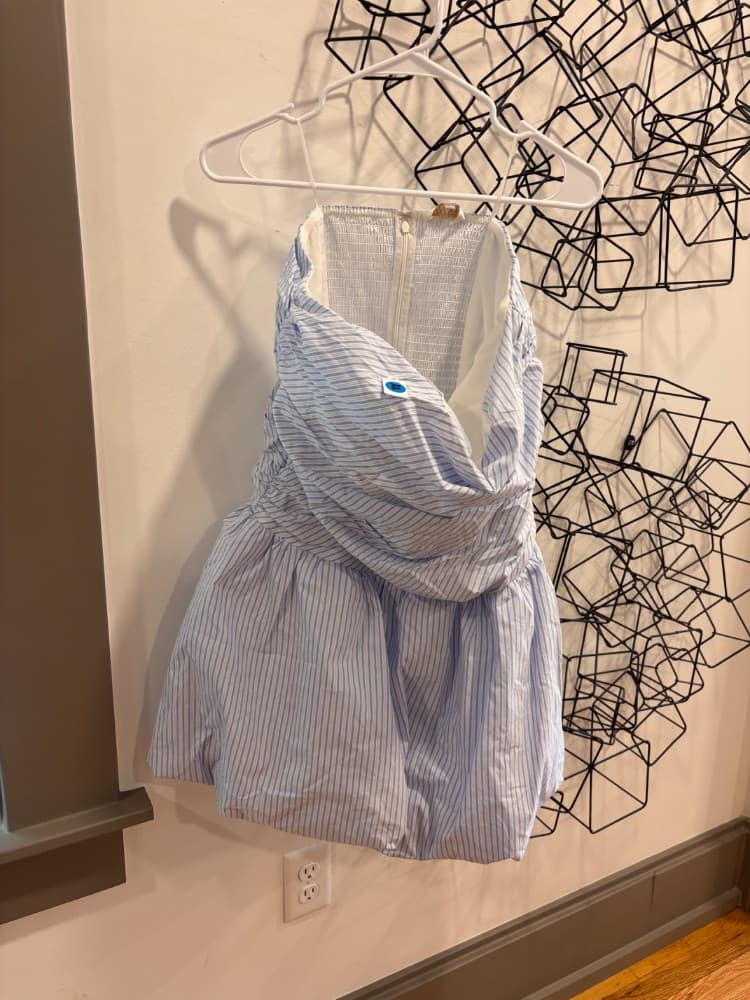 Nordstrom Blue and White pinstripe strapless bubble dress - Image 1