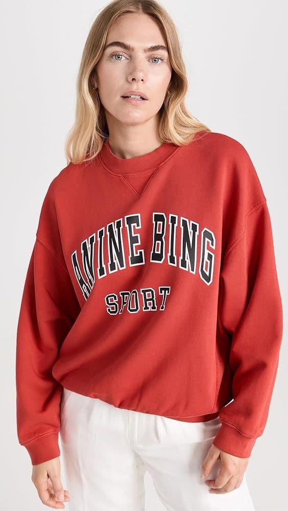 Anine Bing Jaci Sweatshirt Red M - Image 1