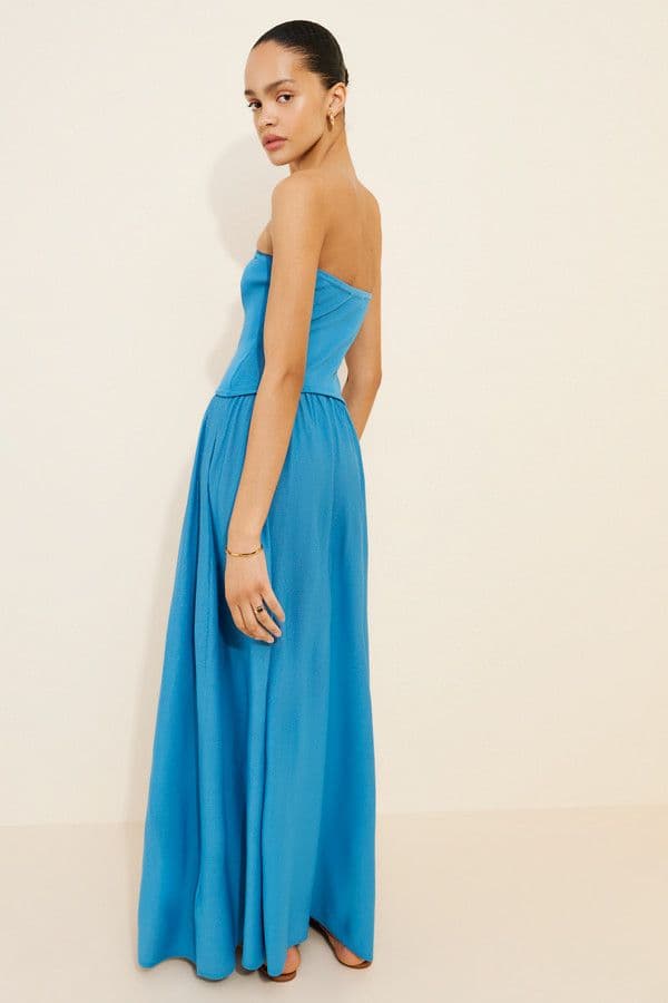 Solid & Striped Strapless Soglio Dress French Blue S - Image 1