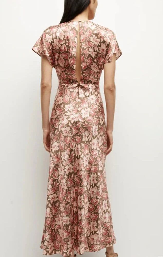 Veronica Beard Seymour Floral Print Silk Blend Satin Dress - Image 3