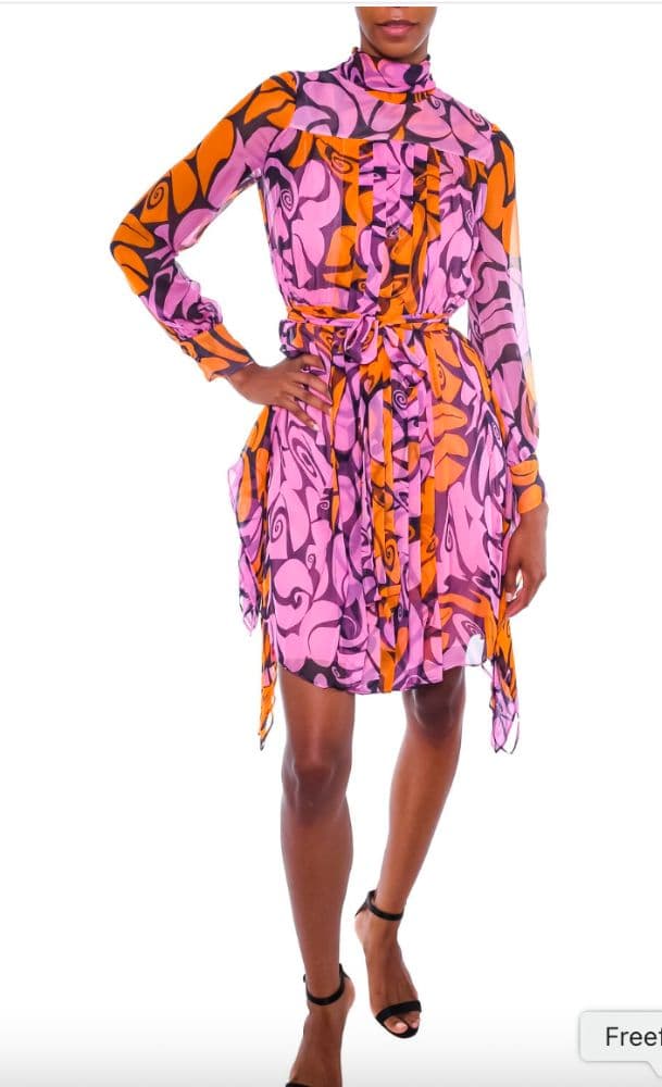 Miu Miu Resort 2015 Pink Orange Printed Midi Dress - Image 3