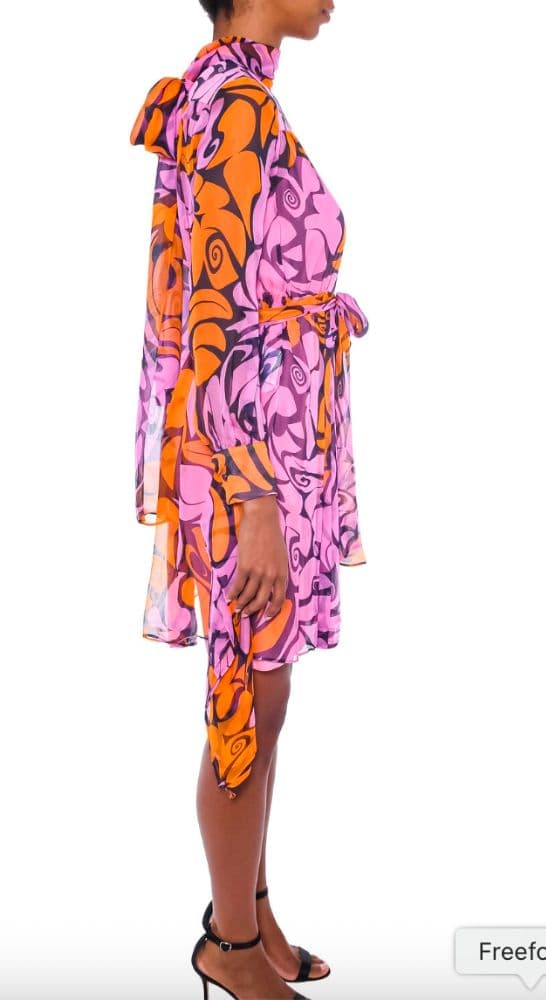 Miu Miu Resort 2015 Pink Orange Printed Midi Dress - Image 5