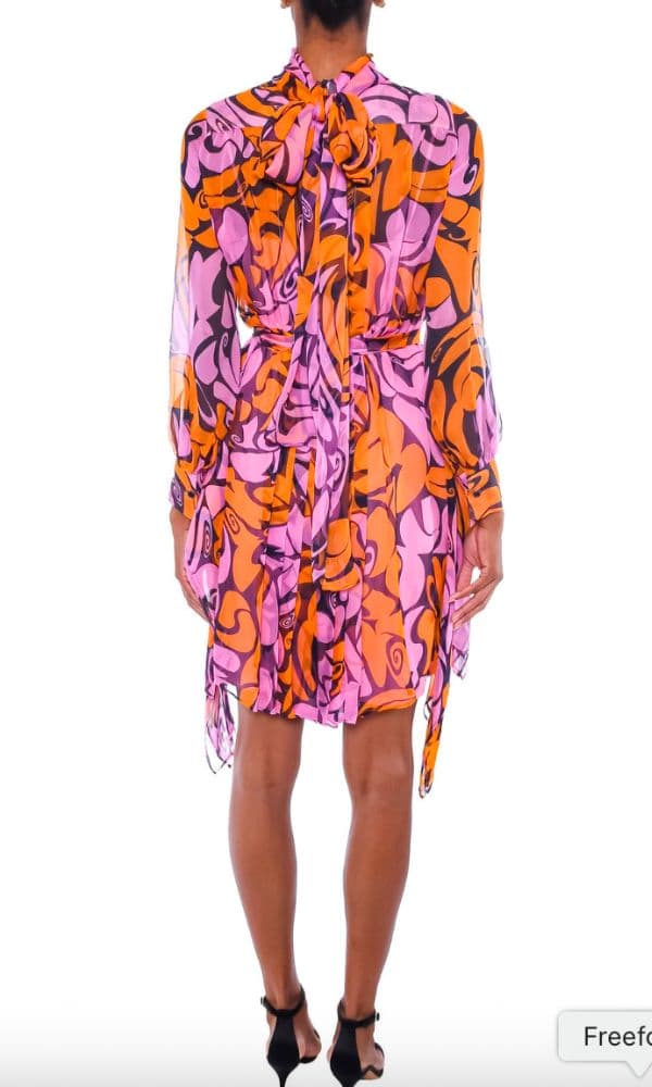 Miu Miu Resort 2015 Pink Orange Printed Midi Dress - Image 6