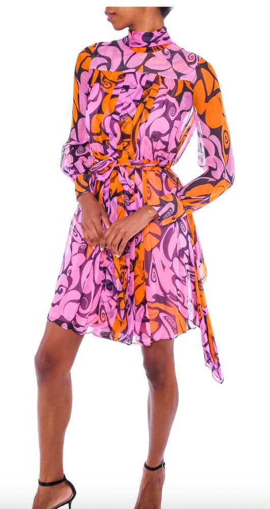 Miu Miu Resort 2015 Pink Orange Printed Midi Dress - Image 2