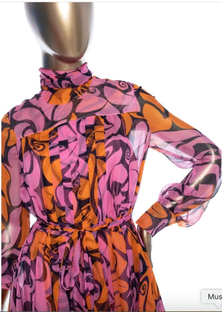 Miu Miu Resort 2015 Pink Orange Printed Midi Dress - Image 4