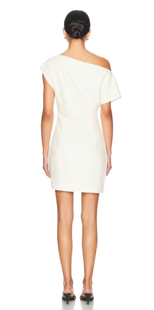 St. Agni Asymmetric White/Ivory Mini Dress - Image 4