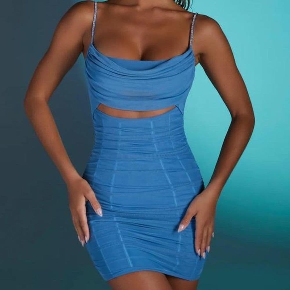 Oh Polly Blue + Rhinestone Dress - Image 1