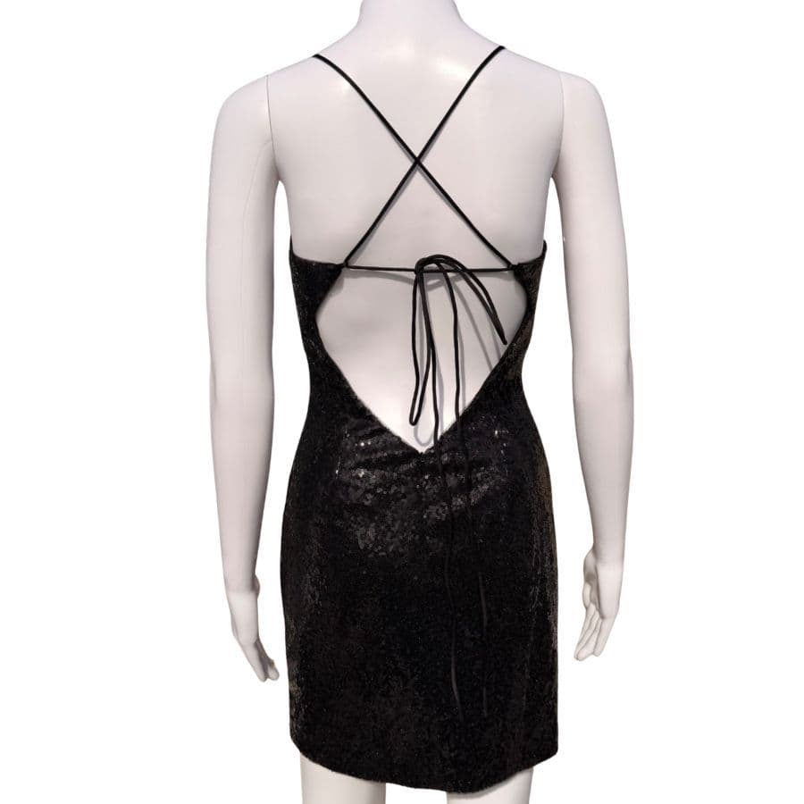 Wrap it in a Bow Black Sequin MiniDress Jovani 39844 - Image 4
