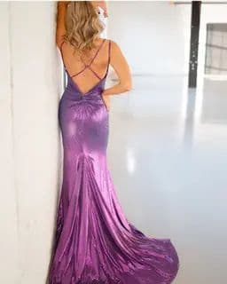 Jovani Sparkly Mermaid Gown Purple 220110 NWT - Image 3