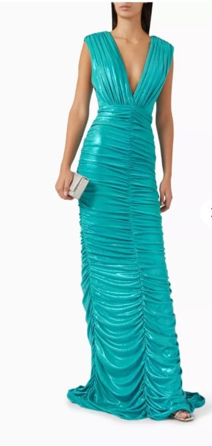 Glittery Teal V Neck Jovani Gown 38238 NWT - Image 2